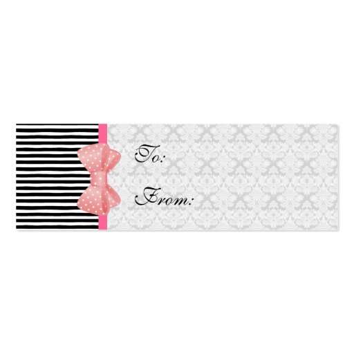 Bows, Stripes, and Brocade Business Card Template (front side)