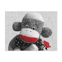 Bowty The Sock Monkey Postcard by Princess_Monkey Bowty The Sock Monkey Postcard
