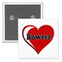 Bowzer on Heart for dog lovers Button