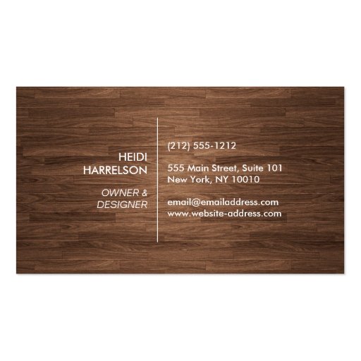 BOX LOGO with YOUR INITIAL/MONOGRAM on BROWN WOOD Business Card (back side)