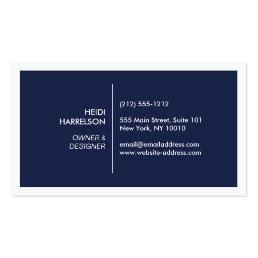 BOX LOGO with YOUR INITIAL/MONOGRAM on DARK BLUE Business Card Template (back side)