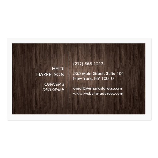 BOX LOGO with YOUR INITIAL/MONOGRAM on DARK WOOD Business Card Templates (back side)