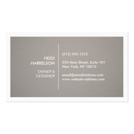 BOX LOGO with YOUR INITIAL/MONOGRAM on GRAY LINEN Business Cards (back side)