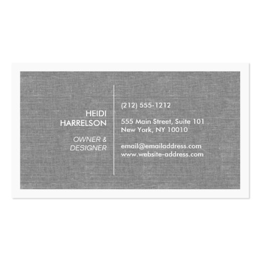 BOX LOGO with YOUR INITIAL/MONOGRAM on LINEN GRAY Business Cards (back side)