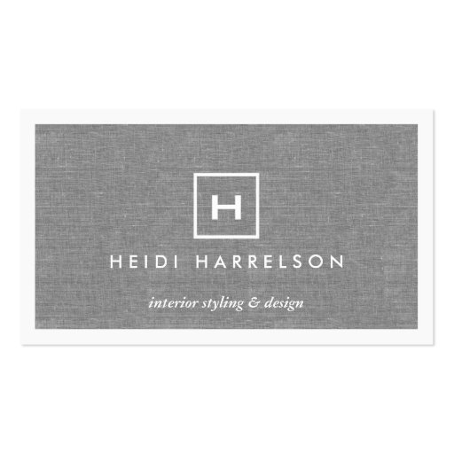 BOX LOGO with YOUR INITIAL/MONOGRAM on LINEN GRAY Business Cards