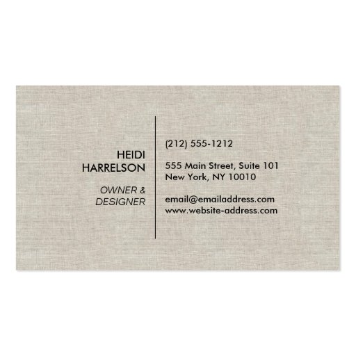 BOX LOGO with YOUR INITIAL/MONOGRAM on TAN LINEN Business Card (back side)