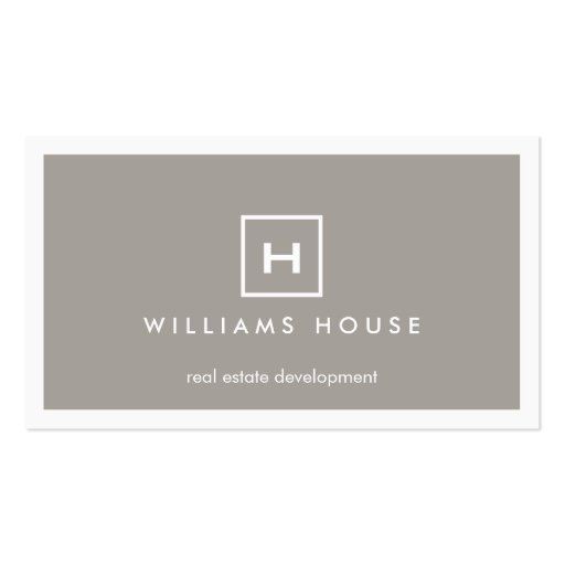 BOX LOGO with YOUR INITIAL/MONOGRAM on TAUPE Business Card Templates