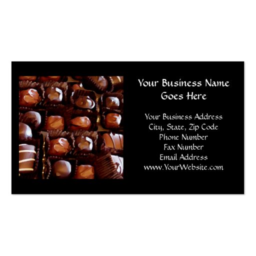 Box of Chocolates, Tempting Chocolate Candy Business Card (front side)