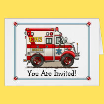 Box Truck Ambulance Party Invitation cards