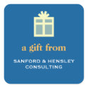 Box with bow sophisticated gift tag blue label sticker