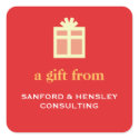Box with bow sophisticated gift tag red label sticker