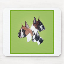 Boxer and Boston Bully Head Studies Mousepads
