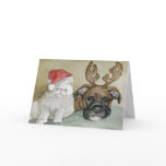 "Boxer and Cat" Dog Art Greeting Card