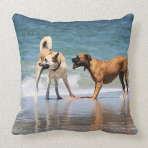 Boxer and Pal - Was that a Dolphin? Beach Dogs Pillow