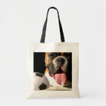 Boxer and Soccer ball tote bag
