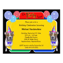 Boxer Birthday Barker Custom Invitation