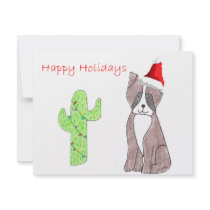 Boxer Cactus Christmas invitations