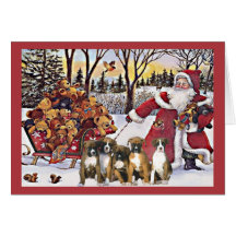 Boxer Christmas Card Santa Bears