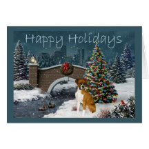 Boxer Christmas Evening Greeting Card