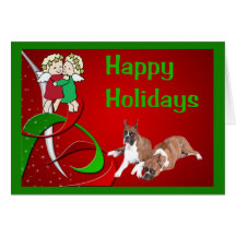 Boxer Christmas Little Angels Greeting Card
