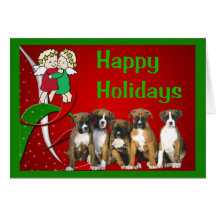 Boxer Christmas Little Angels Greeting Card