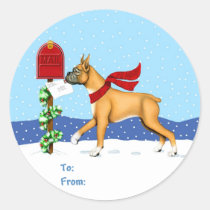 Boxer Christmas Mail Gift Tags stickers