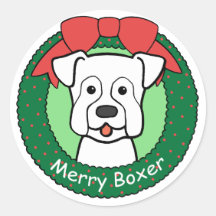 Boxer Christmas Round Stickers