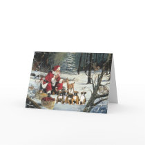 Boxer Christmas Santa Woods Greeting Card