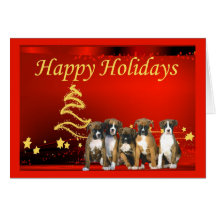 Boxer Christmas Stars Greeting Card
