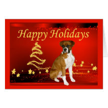 Boxer Christmas Stars Greeting Card