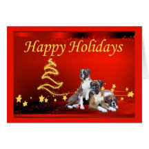 Boxer Christmas Stars Greeting Card