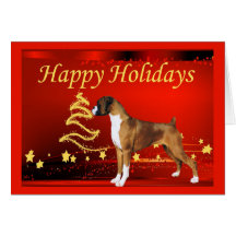 Boxer Christmas Stars Greeting Card