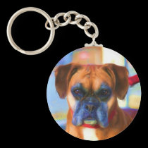 Boxer dog art keychain keychains
