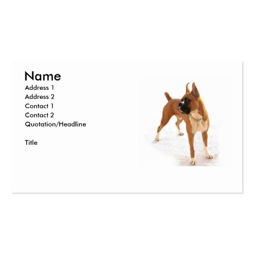 Boxer dog business card (front side)
