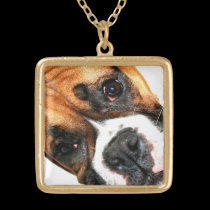 Boxer dog gold finish necklace necklaces