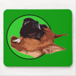 BOXER DOG GREEN MOUSE MAT