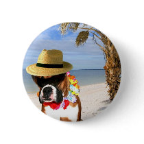 Boxer dog on the Beach button