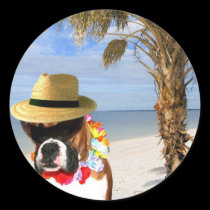 Boxer dog on the Beach stickers stickers