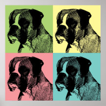 Boxer dog print in pop art style