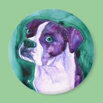 Boxer Dog Round Magnet - "Not Me" magnets