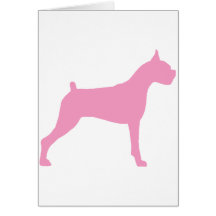 Boxer Dog Silhouette (pink) Greeting Card