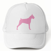 Boxer Dog Silhouette (pink) Hat