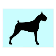 Boxer Dog Silhouette Post Cards
