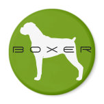Boxer Dog Silhouette with Natural Ears Refrigerator Magnet