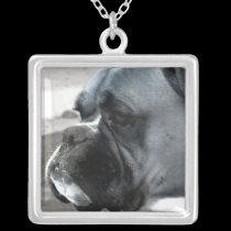 Boxer dog silver necklace necklaces