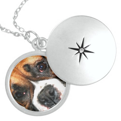 Boxer dog sterling silver round locket zazzle_necklace