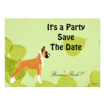 Boxer ~ Green Leaves Design Personalized Invitations