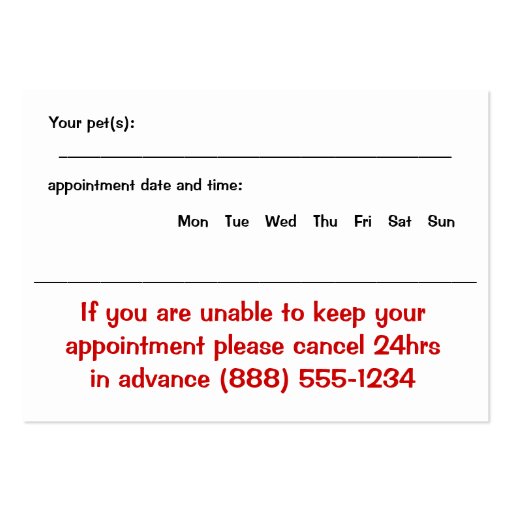 Boxer Pet Grooming Business And Appointment Card Business Cards (back side)
