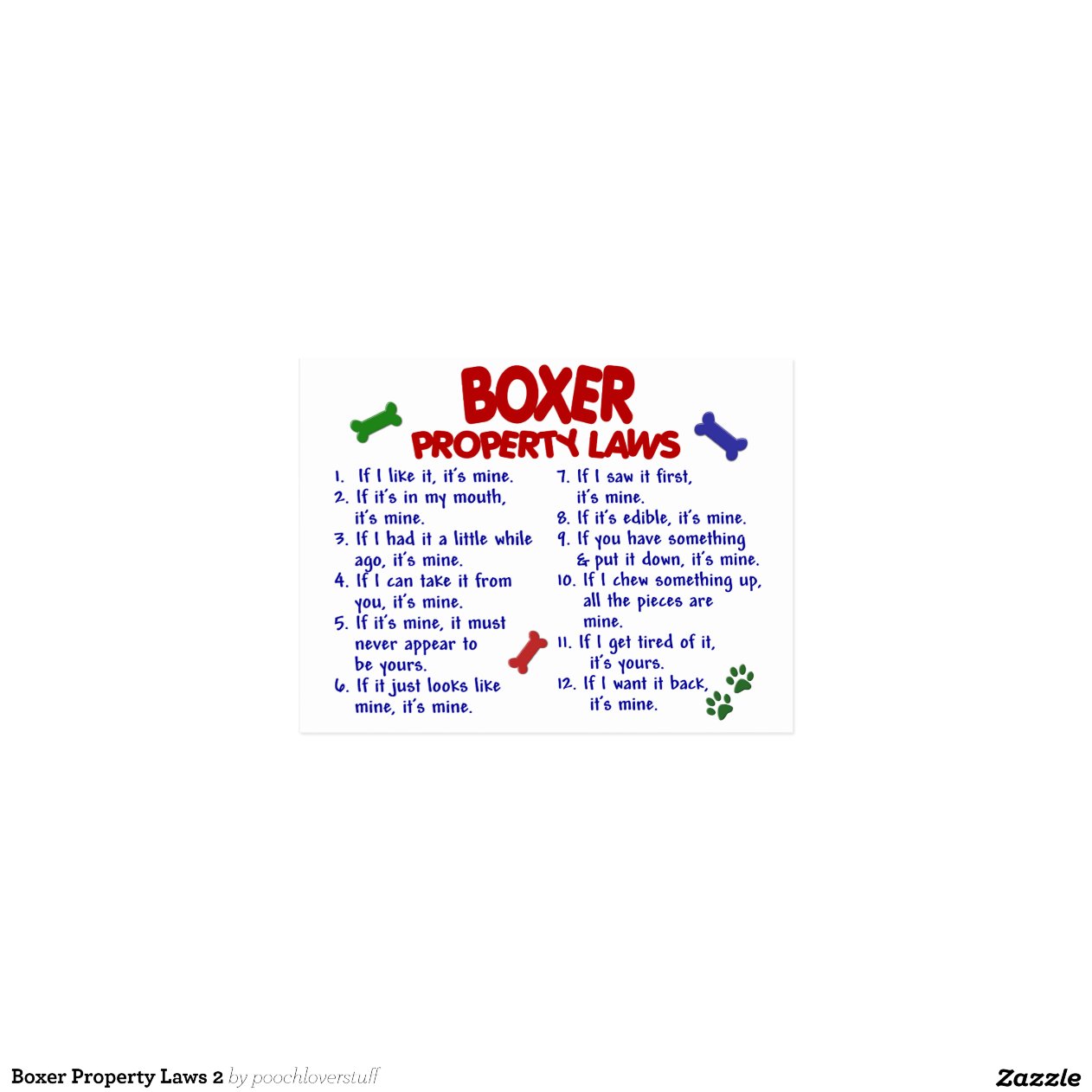 Boxer Property Laws 2 Postcard Zazzle