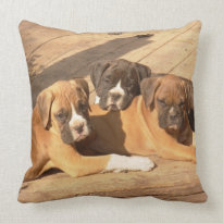 Boxer puppies American MoJo throw pillow